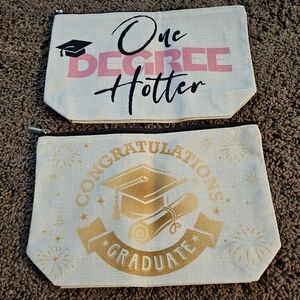Graduation Themed Pouch Set - Pink and Gold